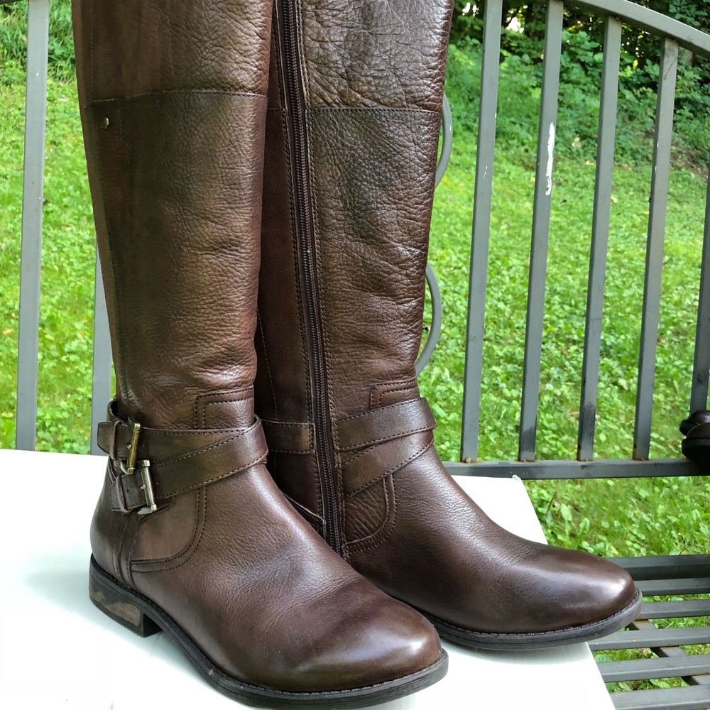 Marc Fisher Tall Brown Leather Boots, Audrey Sz 8